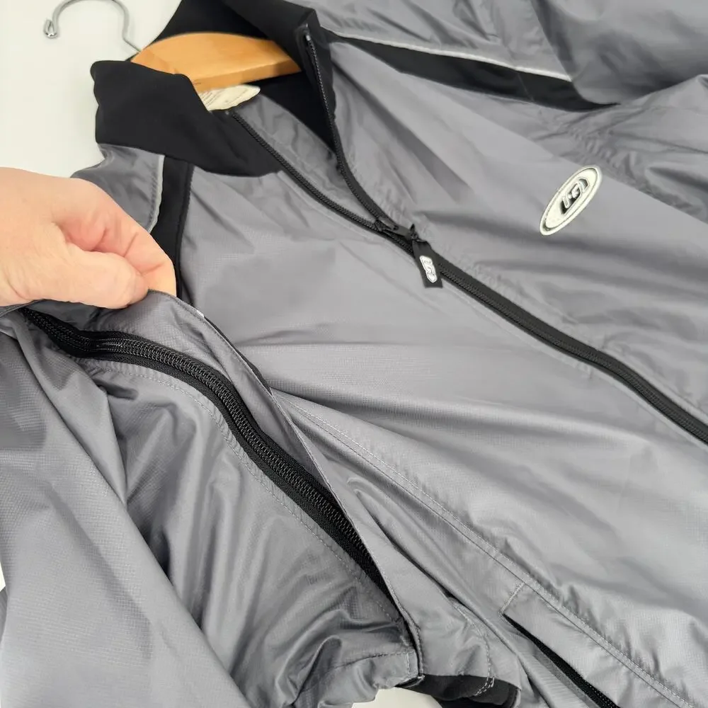 Louis Garneau Cycling Jacket Mens Small Gray Black Zip‎ Off Sleeves Convertible